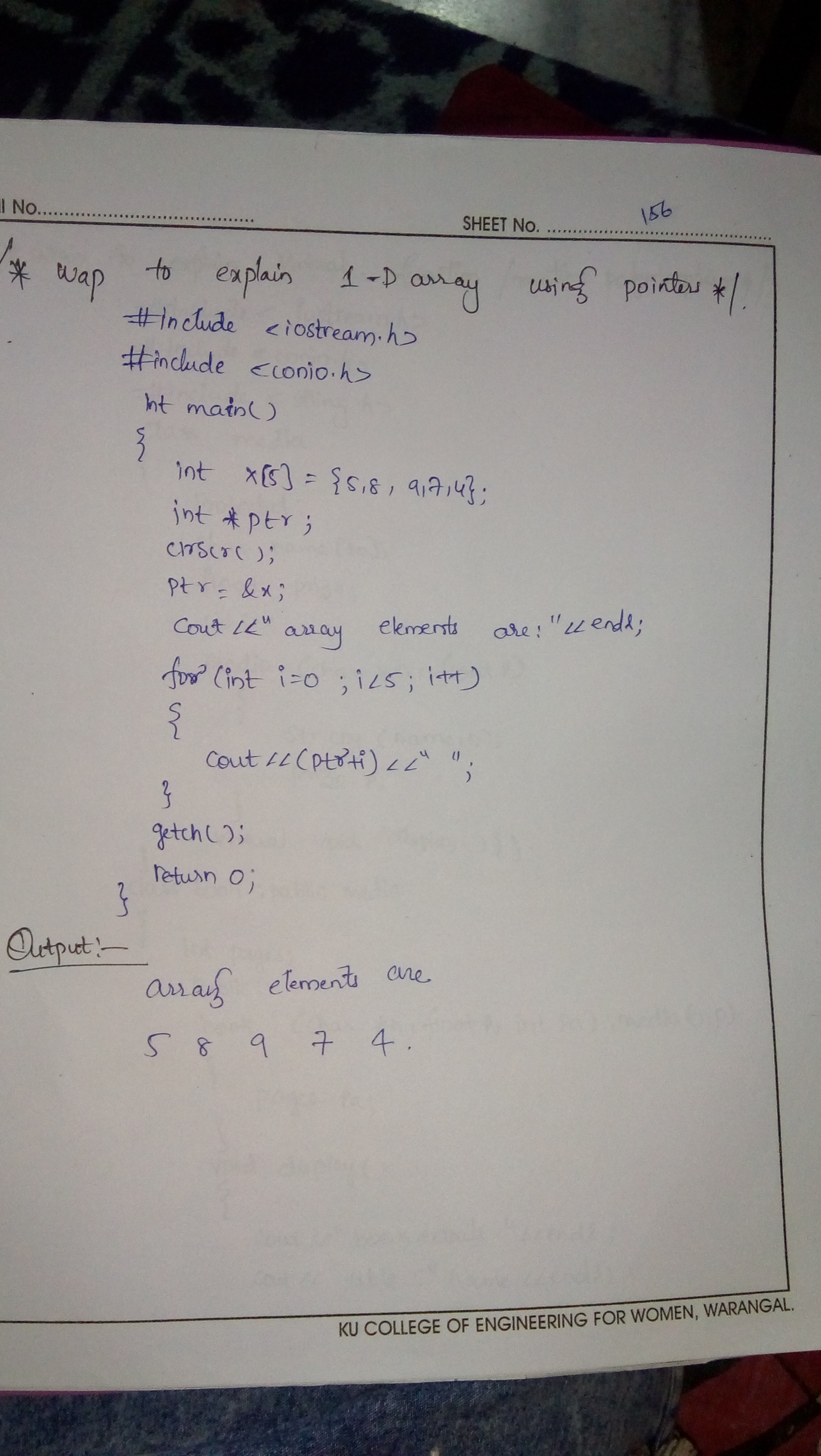 Program to explain 1-D array using pointers.-156847094067956856999.jpg