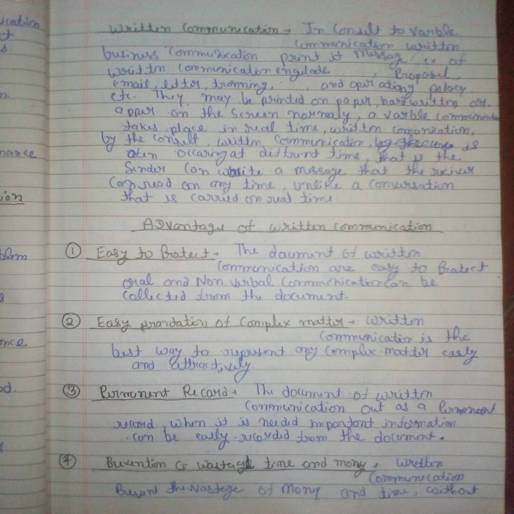 Advantages and Disadvantages of Written Communication (First semester notes) Chapter-1 (Part-11) Makhanlal chaturvedi national University,Bhopal-IMG_20190923_221402.jpg